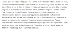 Affaire Florian Philippot contre le magazine Closer - délibéré au 24 décembre.