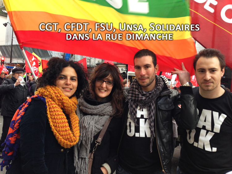 Mariage pour tous : CGT, CFDT, FSU, Unsa, Solidaires dans la rue dimanche !