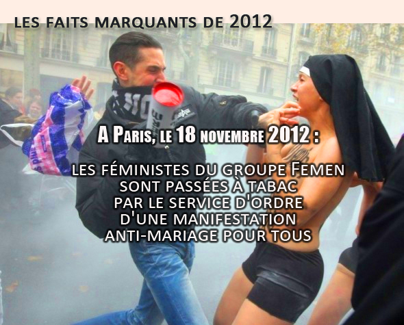 Huit hommes jugés pour des « violences en réunion » à l'encontre des Femen lors d'une manif anti-mariage pour tous