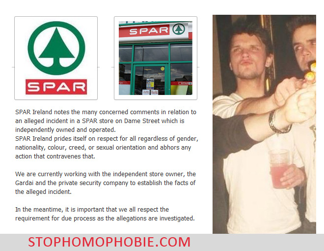 Dublin - Irlande : Un couple "Gay" se fait jeter d'un magasin "Spar" pour un "smack" échangé dans les rayons