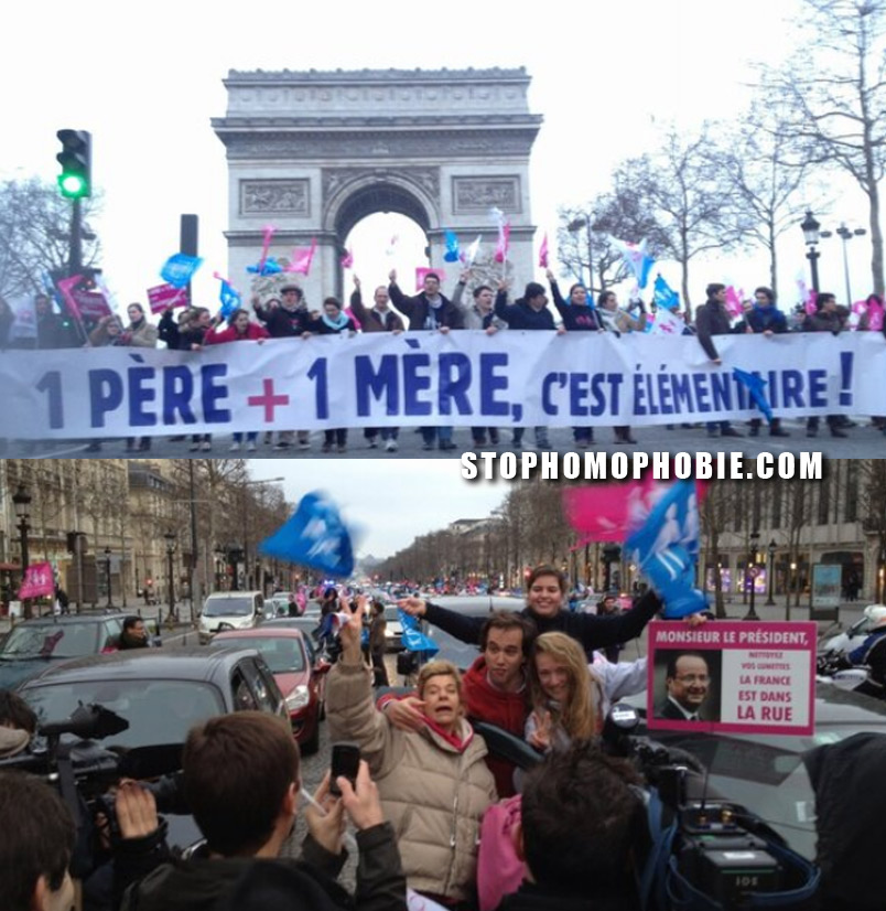 Le "Happening" des antis bloque les Champs-Elysées quelques minutes