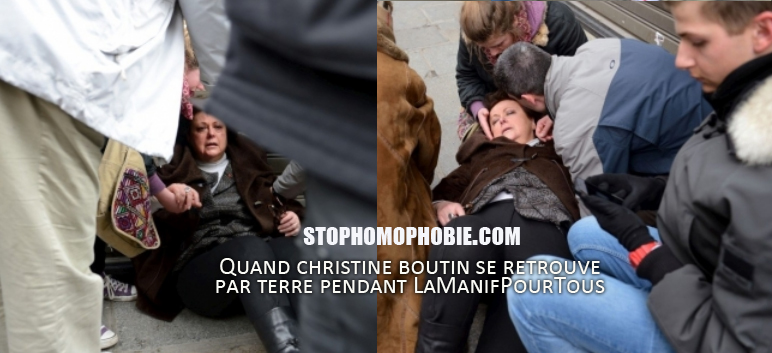 Quand Christine Boutin se retrouve par terre pendant la manif pour tous!
