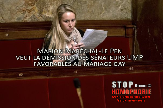 Marion Maréchal-Le Pen veut la démission des sénateurs UMP favorables au mariage gay
