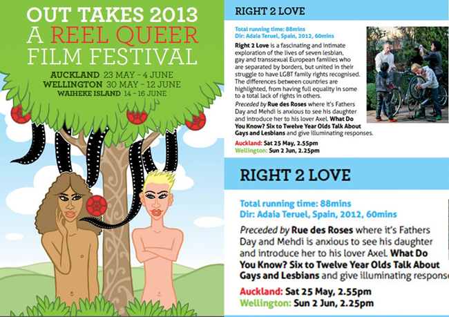 Festival OUT TAKES en Nouvelle Zélande : RUE DES ROSES sera projeté en ouverture de RIGHT TO LOVE