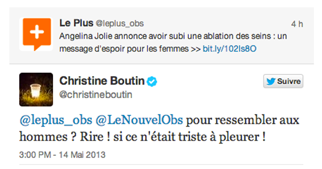 Les seins d'Angelina Jolie provoquent la descente aux enfers de Christine Boutin!