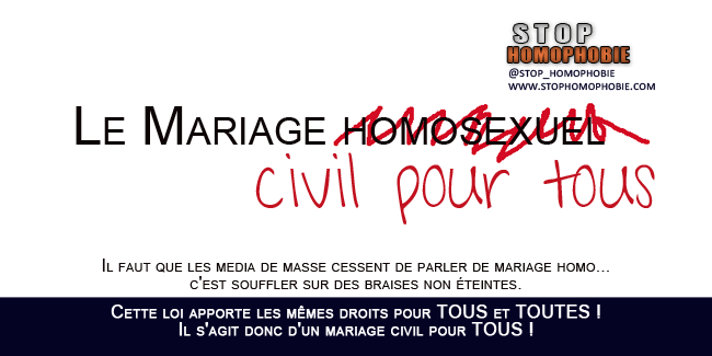 Mariage Civil pour TOUS : Il faut que les media de masse cessent de parler de mariage homo