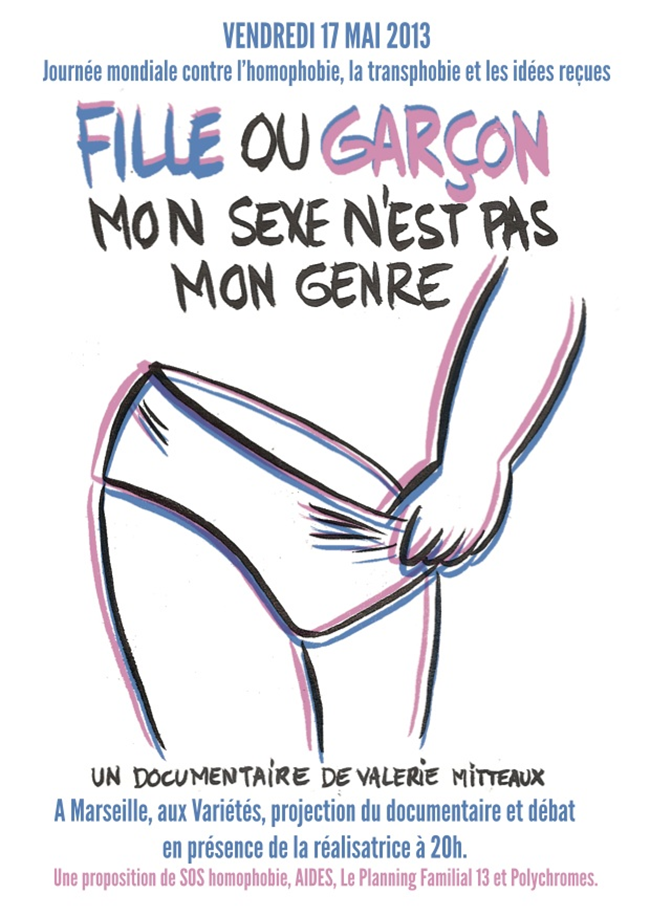 Dans le cadre de la journée IDAHO à Marseille : Projection de “Fille ou garçon, mon sexe n’est pas mon genre” en présence de Valérie Mitteaux