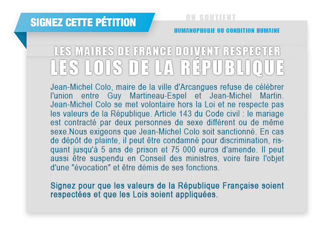 PETITION : LES MAIRES DE FRANCE DOIVENT RESPECTER LES LOIS DE LA RÉPUBLIQUE.
