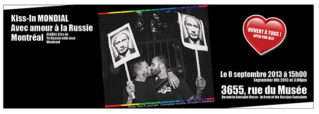 Montréal : « KISS-IN » MONDIAL - OUVERT À TOUS : dimanche 8 septembre 2013 à 15:00 (EDT)
