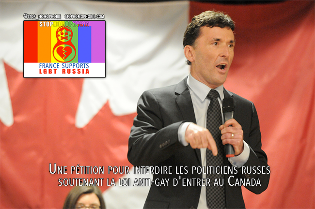Toronto : Une pétition pour interdire les politiciens russes soutenant la loi anti-gay d'entrer au Canada