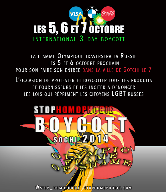 #torussiawithlove J.O. de Sotchi : les 5, 6 et 7 octobre boycott des produits et fournisseurs @McDonalds @CocaCola