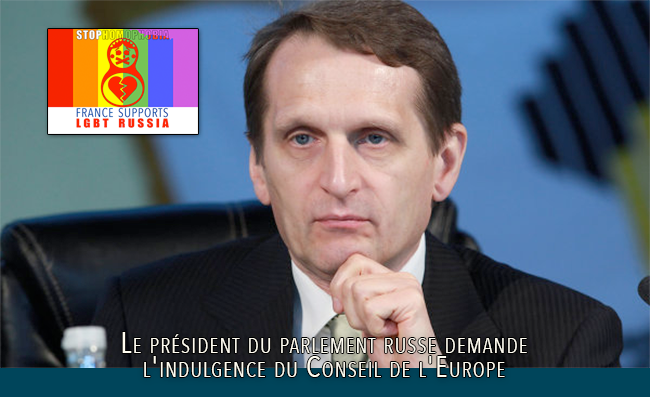 Europe / Droits LGBT : Le président du parlement russe demande l'indulgence du Conseil de l'Europe