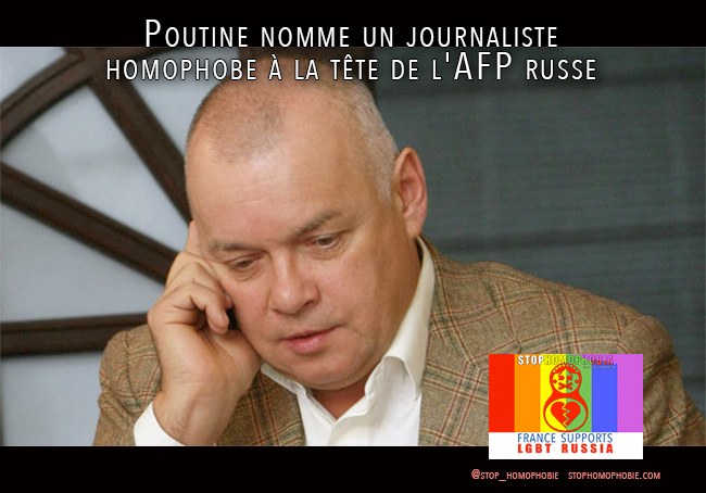 Quand #Poutine nomme un un journaliste #homophobe à la tête de l'AFP russe : pour rétablir une vision juste de la Russie... (?)
