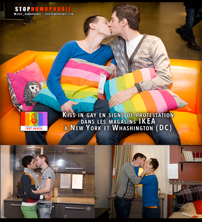 #ToRussiaWithLove : Kiss_in gay improvisé dans les magasins #IKEA à #NYC et Whashington (DC) en signe de protestation