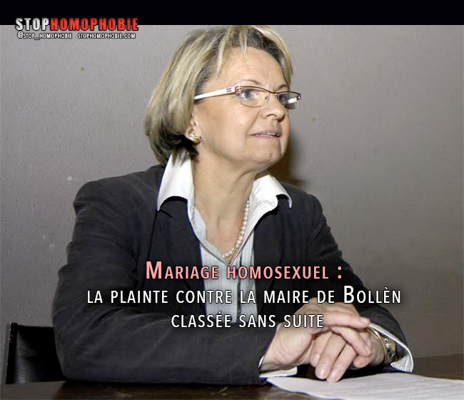 Mariage homosexuel : la plainte contre la maire de Bollène classée sans suite :(