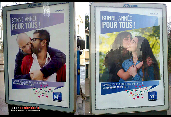 Quand la ville "gay friendly" de #Montpellier nous souhaite une joyeuse année 2014 pour tous ça ne pouvait faire que polémique chez les antis