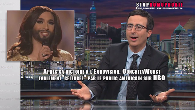 Vidéo. Après l'#Eurovision, @ConchitaWurst﻿ "célébrée" par le public américain sur @HBO