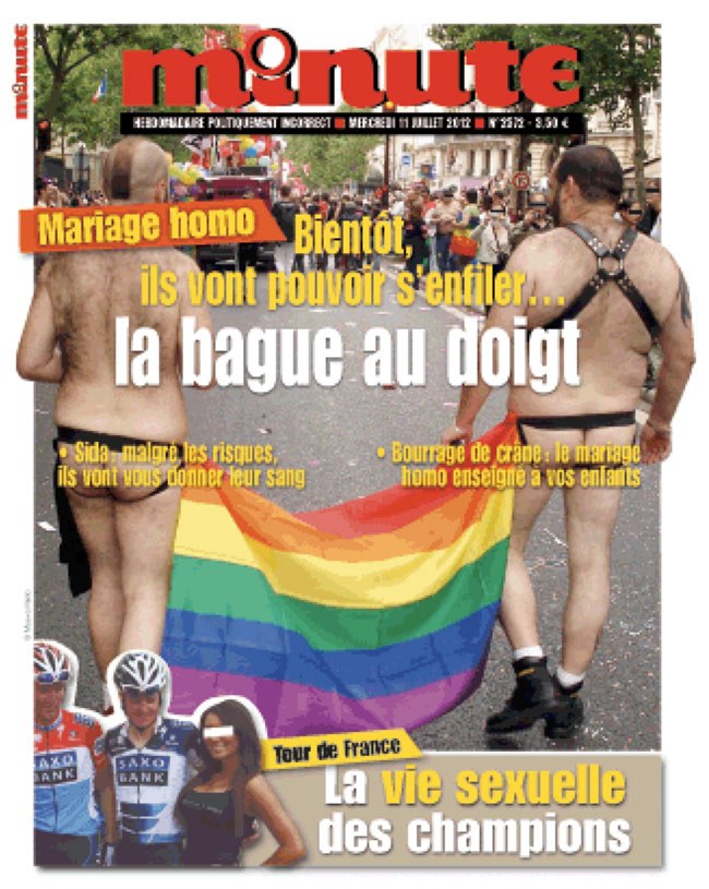 « Minute » condamné pour homophobie pour sa couverture sur le mariage homosexuel