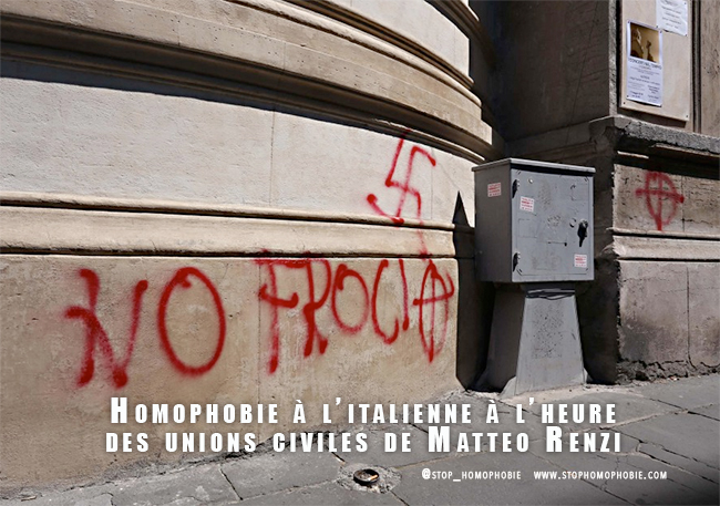 Homophobie à l’italienne à l’heure des unions civiles de Matteo Renzi