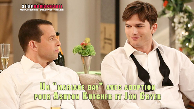 Un "mariage gay" avec adoption pour Ashton Kutcher et Jon Cryer