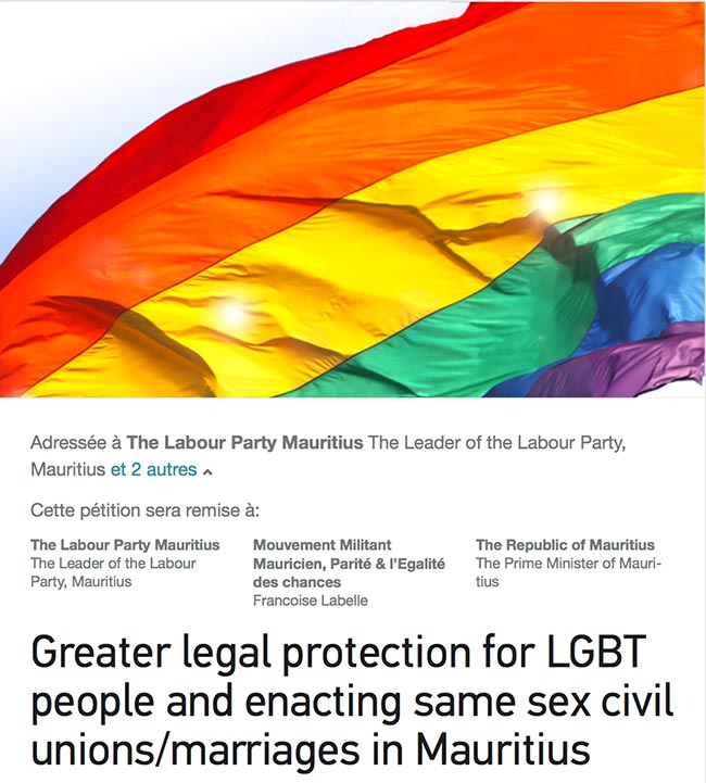 Pétition solidaire : L’Île Maurice ne peut plus ignorer les droits fondamentaux de ses citoyens LGBT