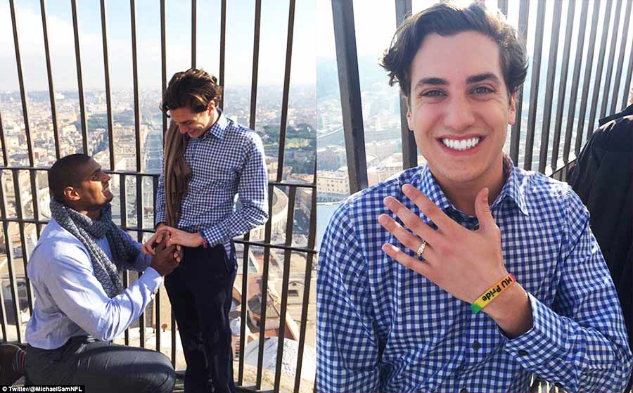 C'est officiel ! Michael Sam et Vito Cammisano se sont fiancés en Italie