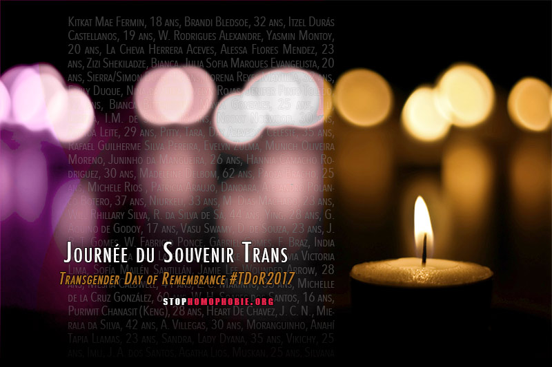 TDoR2017 : 325 crimes transphobes recensés à travers le monde entre le 1er octobre 2016 et le 30 septembre 2017