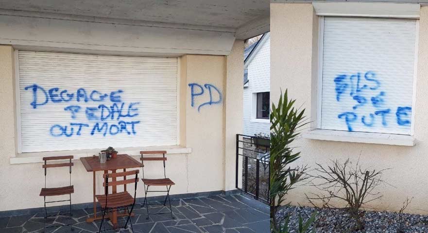 Des insultes, avec menace de mort, taguées sur la maison d'un couple gay à Saint-Valery-sur-Somme