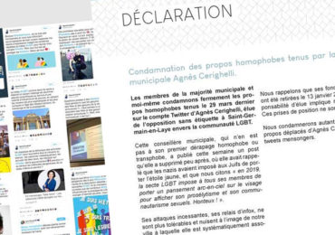 Saint-Germain-en-Laye : Les membres de la majorité municipale et le maire condamnent les propos homophobes tenus par Agnès Cerighelli