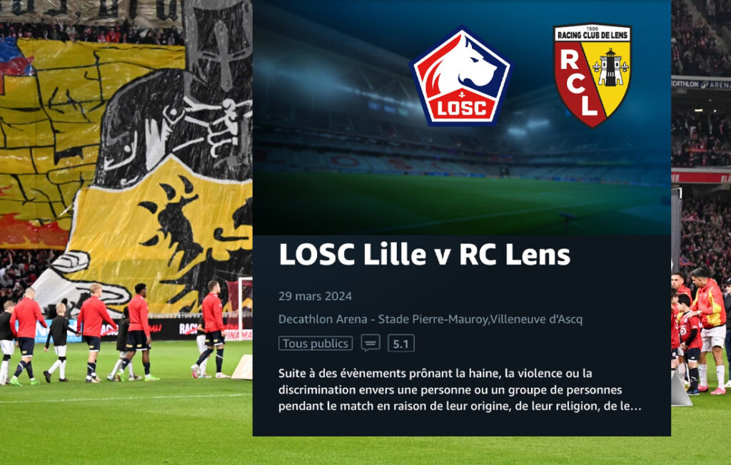 Chant homophobe lors du derby LilleLens Amazon Prime suspend le