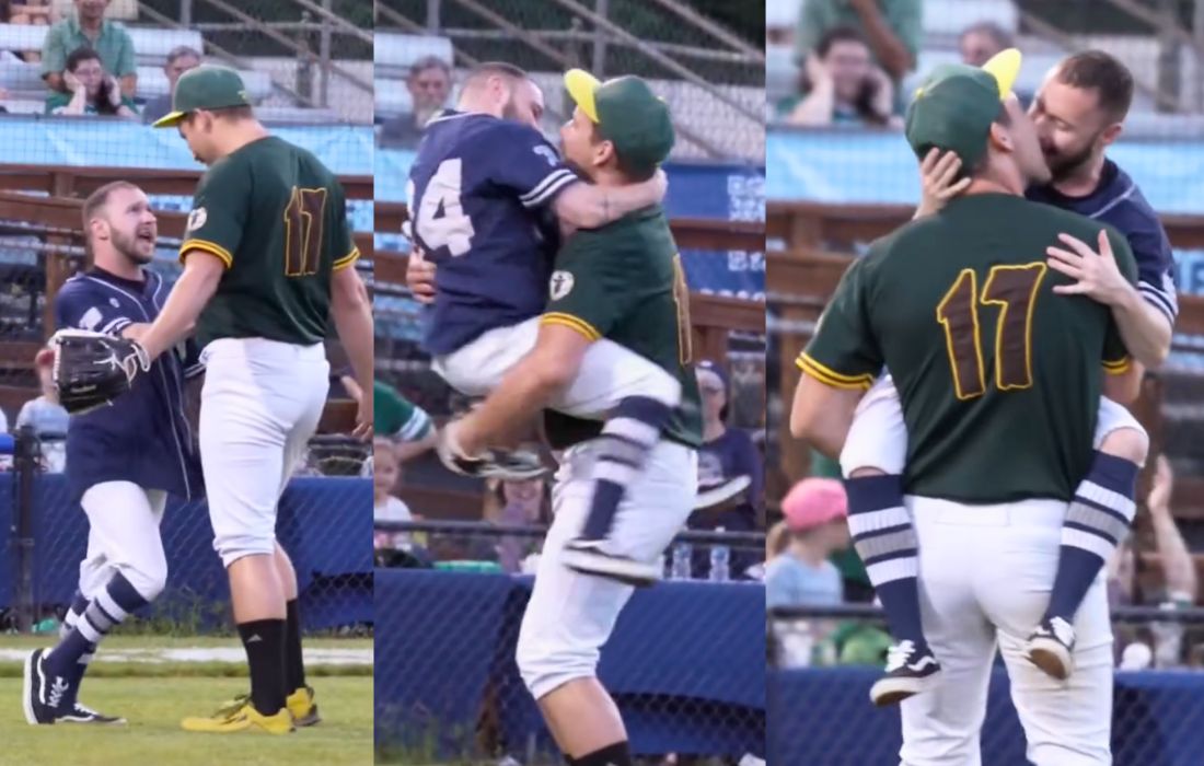 Aux États-Unis, un baiser gay sur un terrain de baseball devient viral après une soirée inspirée de « Heated Rivalry »